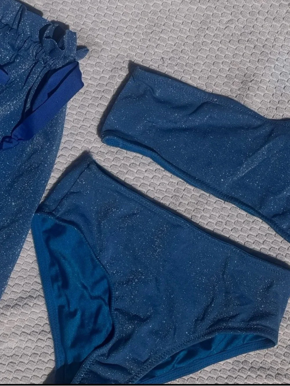 triangl swimwear Sparkle Bandeau Bikini Set in Shimmering Blue